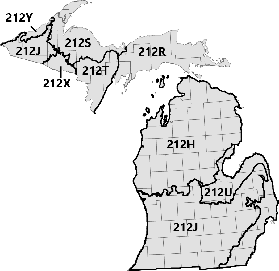 Map of Michigan Ecological Sections.