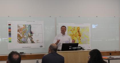 Chris Swanston, NIACS Director, presenting on Climate Change FAQs. 