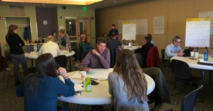 Breakout teams work on putting together their adaptation presentations for 