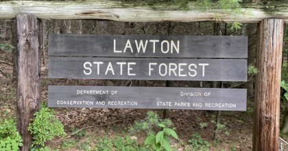 Lawton State Forest entrance sign