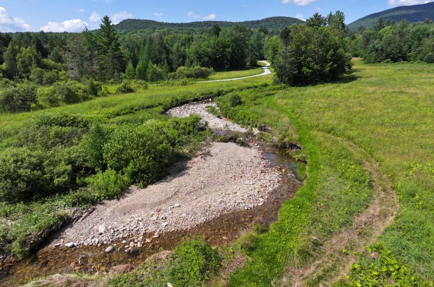 Riparian area with erosion from recent flooding