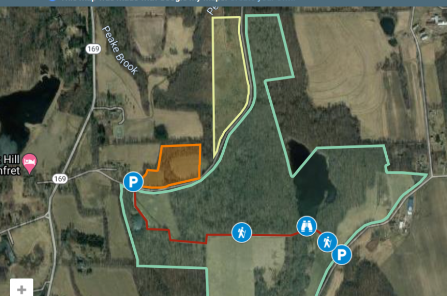 Google MyMap aerial overview delineating Aicher Preserve area